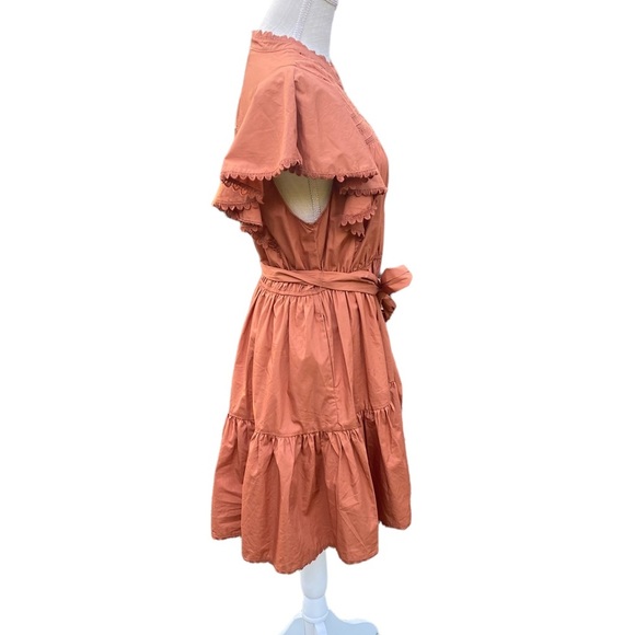 Secret Mission Bartolina Ruffled Dusty Orange Dress NWT - Picture 6 of 10